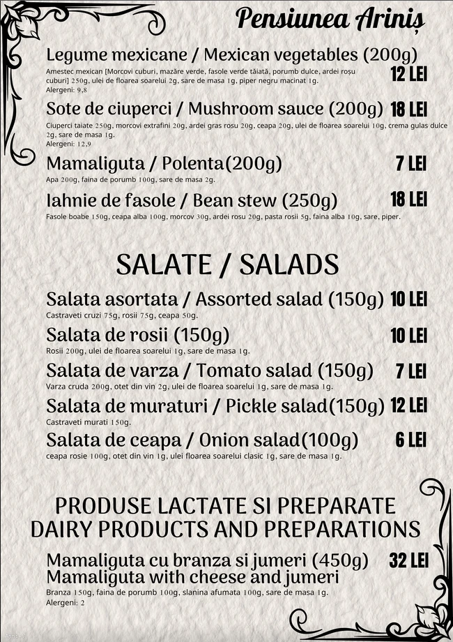 Garnituri, salate și lactate